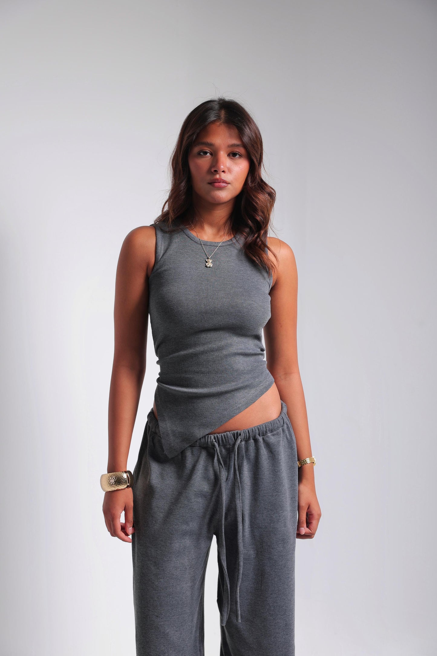Ribbed Cotton Set - Gray