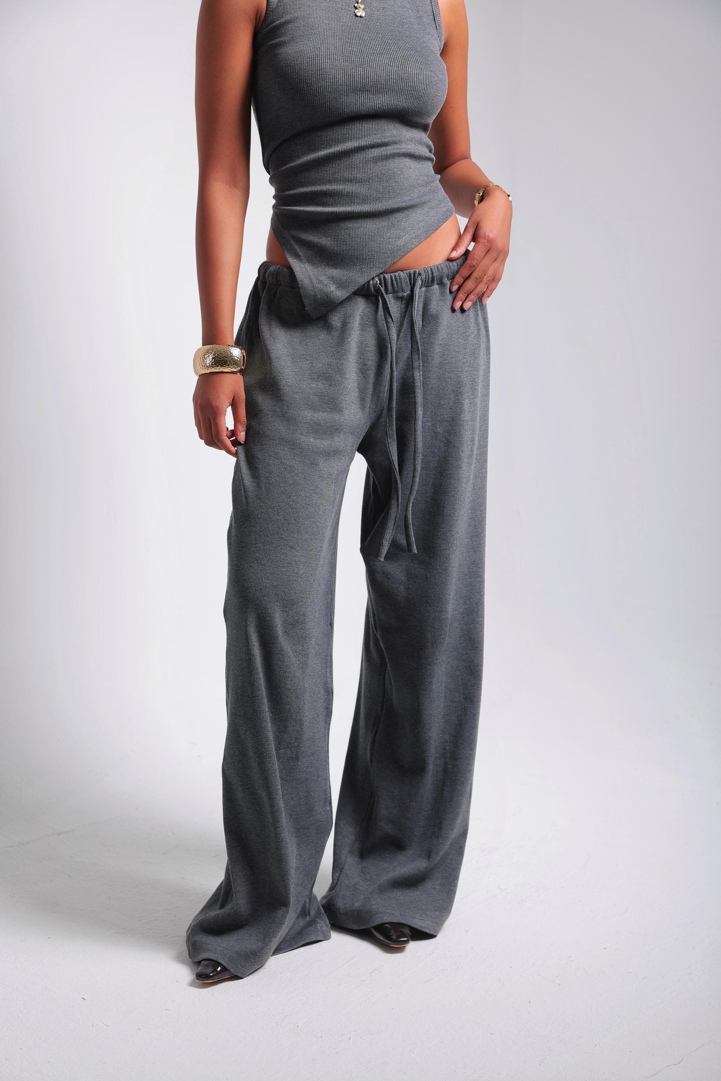 Ribbed Cotton Set - Gray