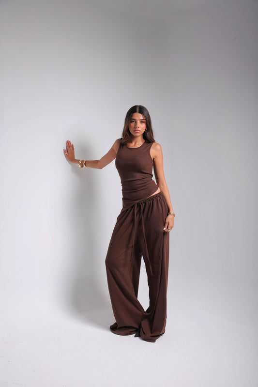 Ribbed Cotton Set - Brown