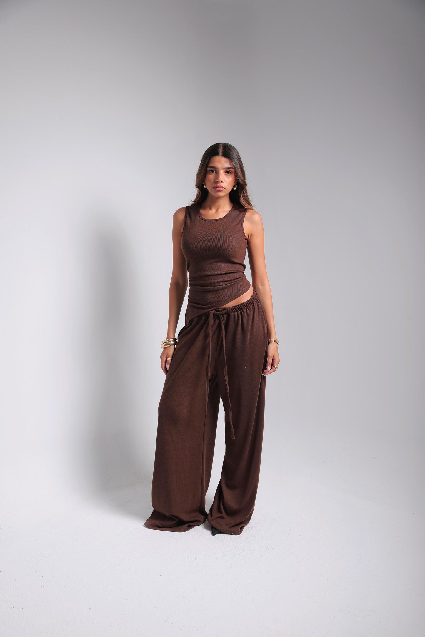 Ribbed Cotton Set - Brown