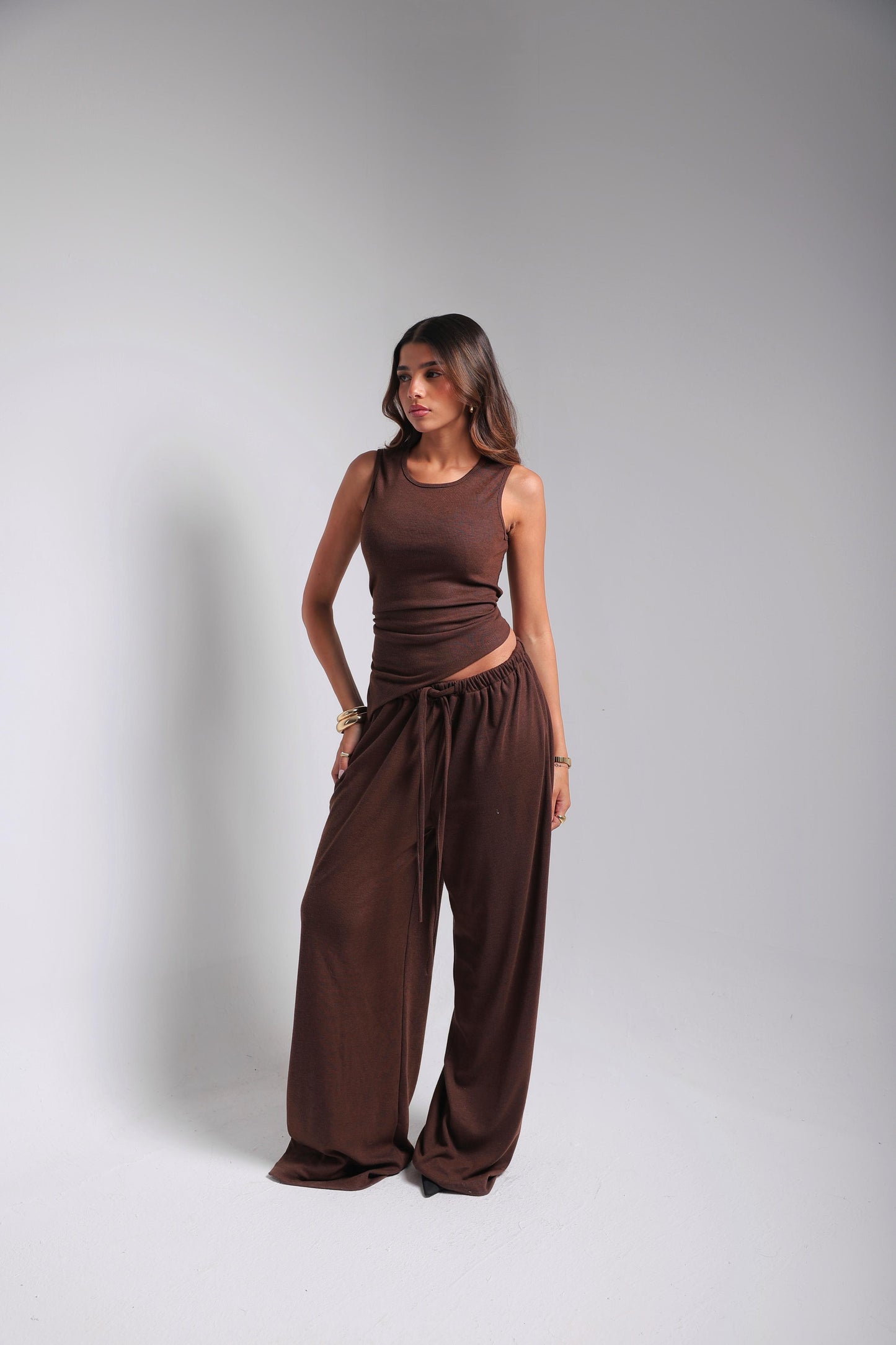 Ribbed Cotton Set - Brown